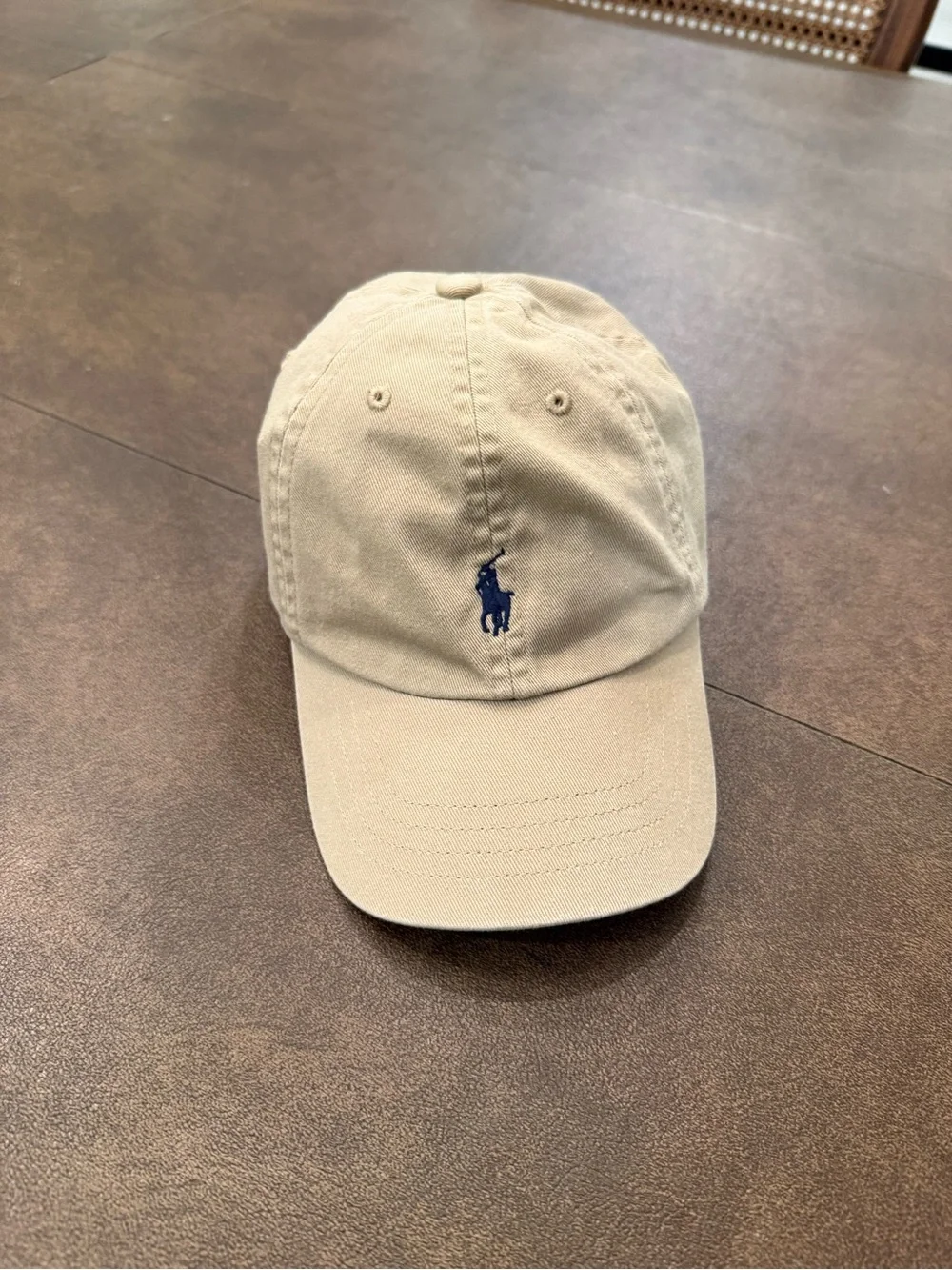 Ralph Lauren Khaki Cap with Navy Polo Emblem